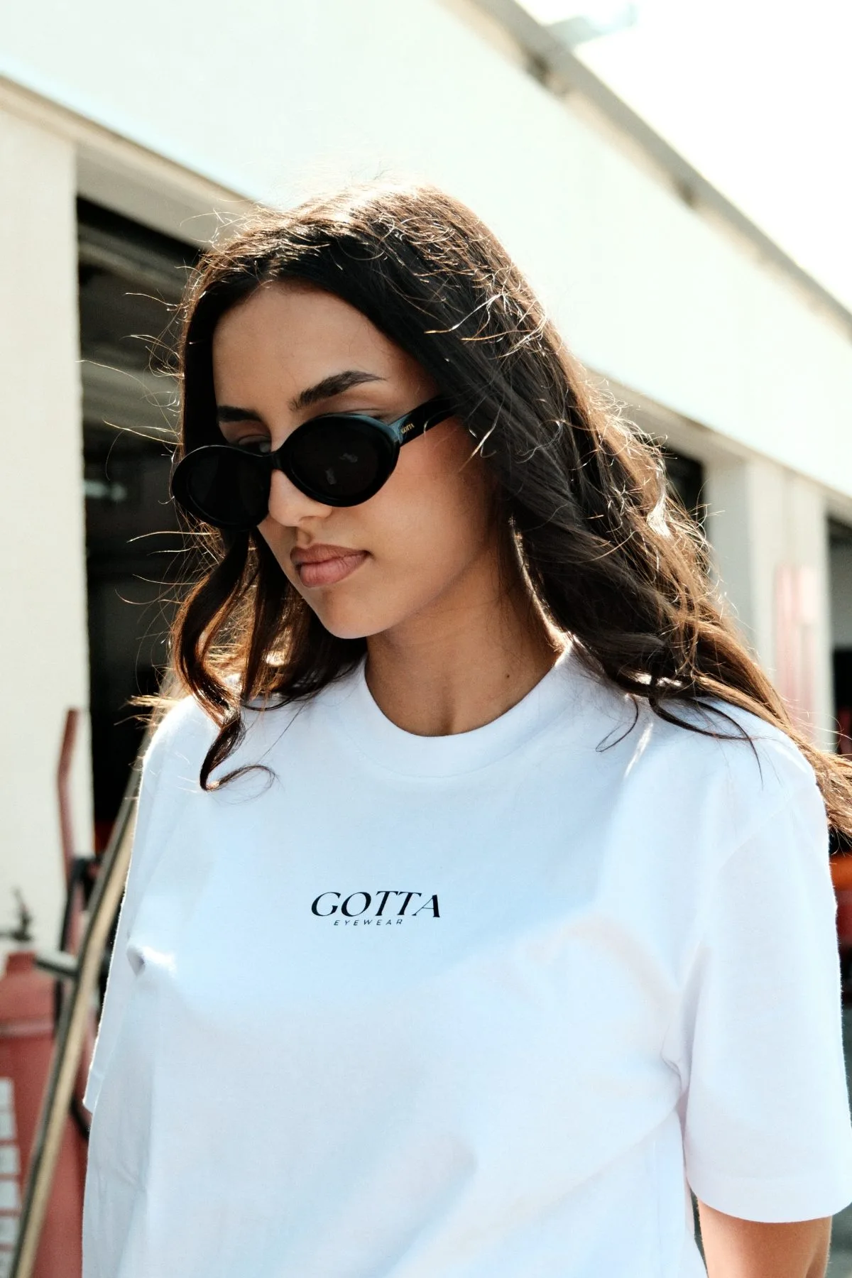 Woman in kitted sweater